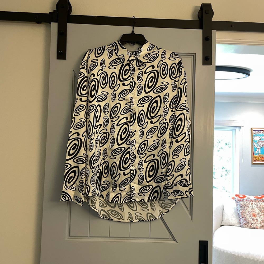 NWT Stussy Unisex Swirly Silk Shirt in Off-White